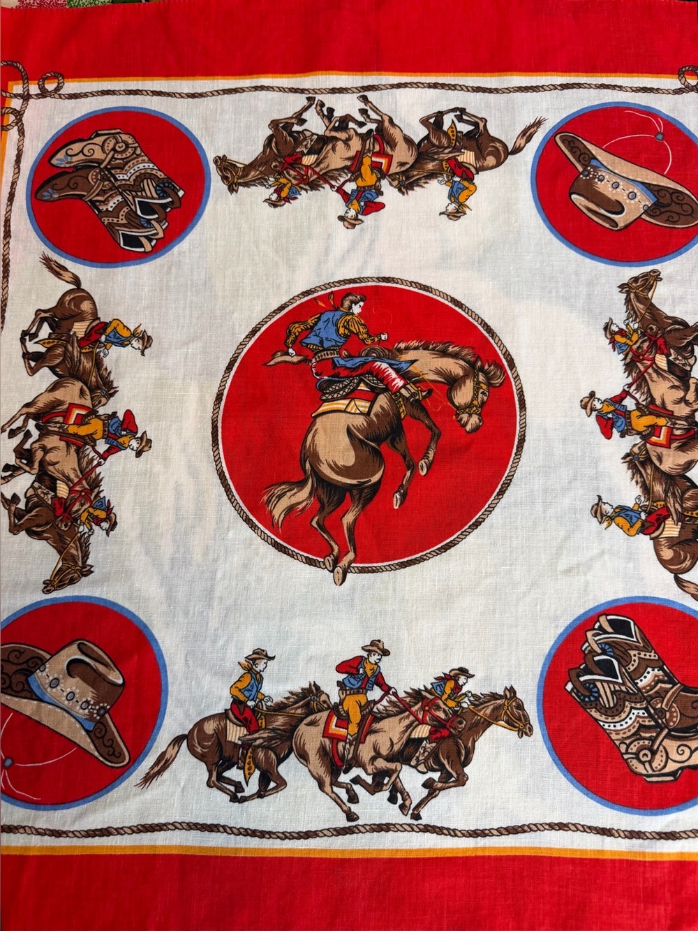 Vintage Western Bandanna Made in the USA Rodeo Print - Picture 4 of 8